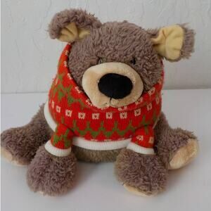 1985 Vintage GUND Christmas Peppermint Bark Dog Plush 10" Stuffed Animal 4036043